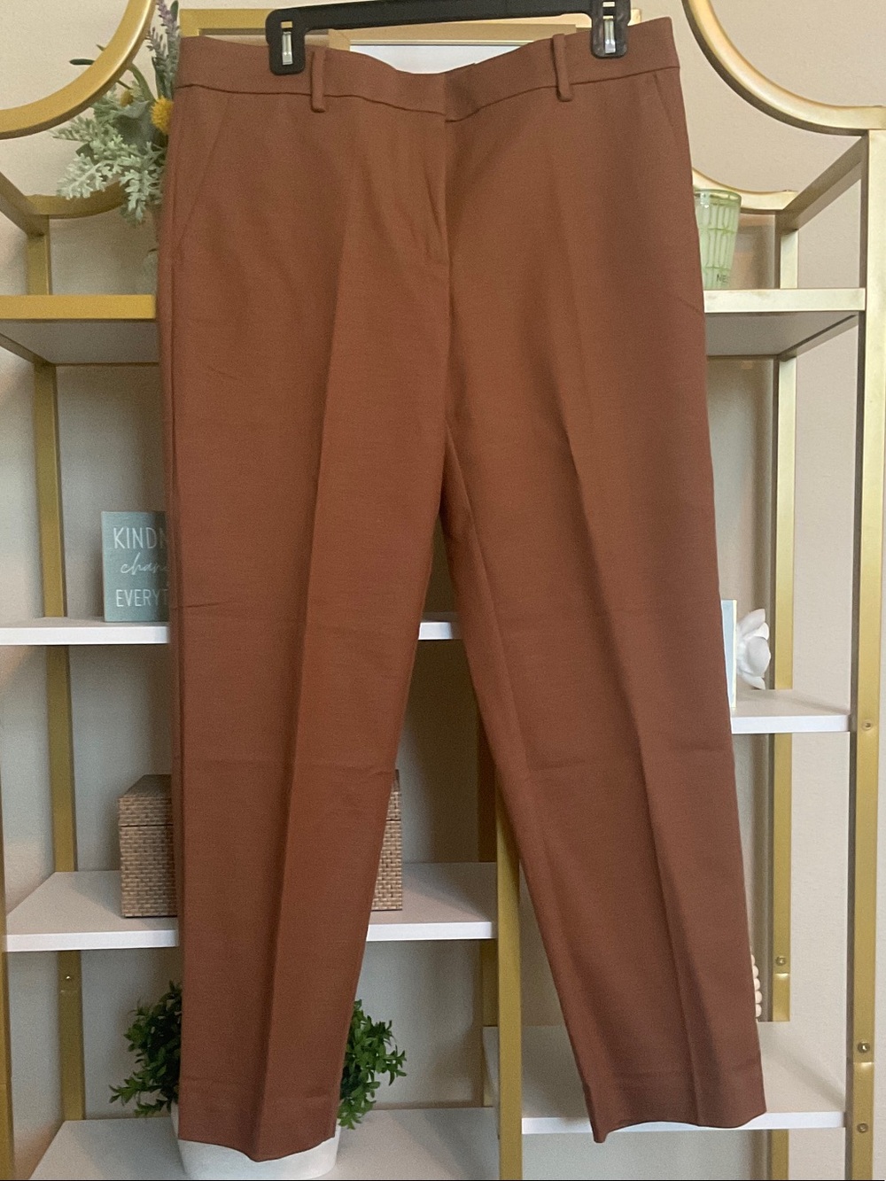 LOFT Rust Brown Straight-Leg Trousers